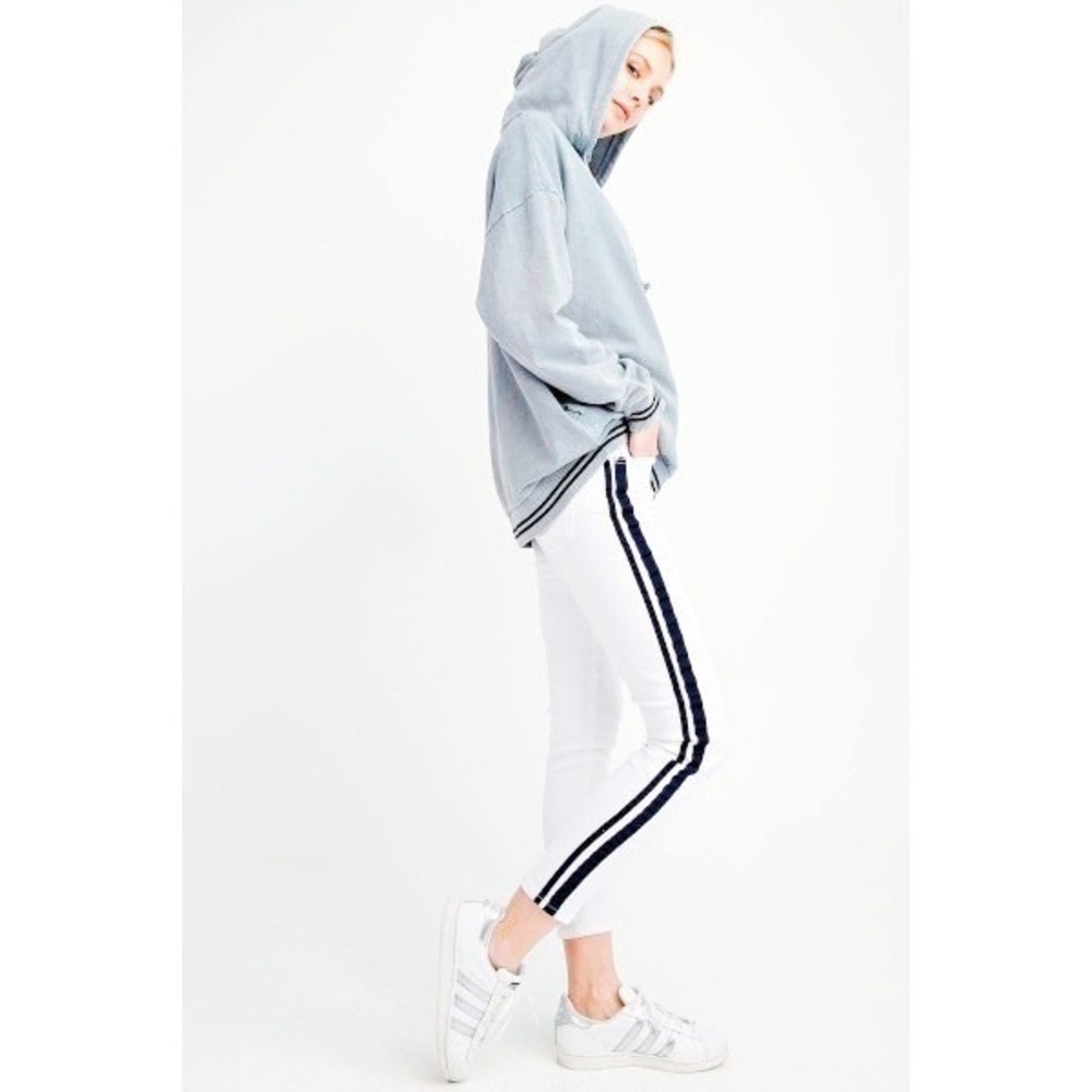 Side Stripe Moto Twill Skinny Jeans